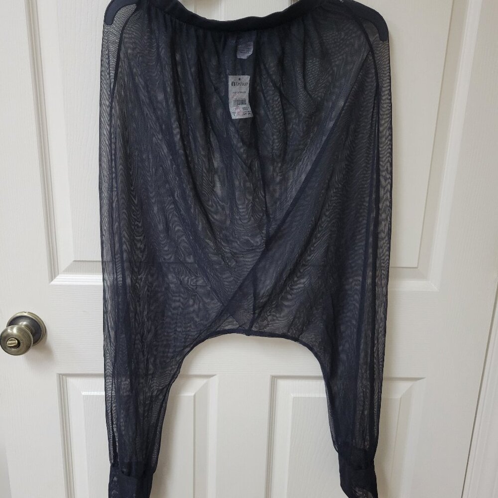 Harem Pants Drop-Crotch w/Pockets - Black Mesh Sheer Joggers